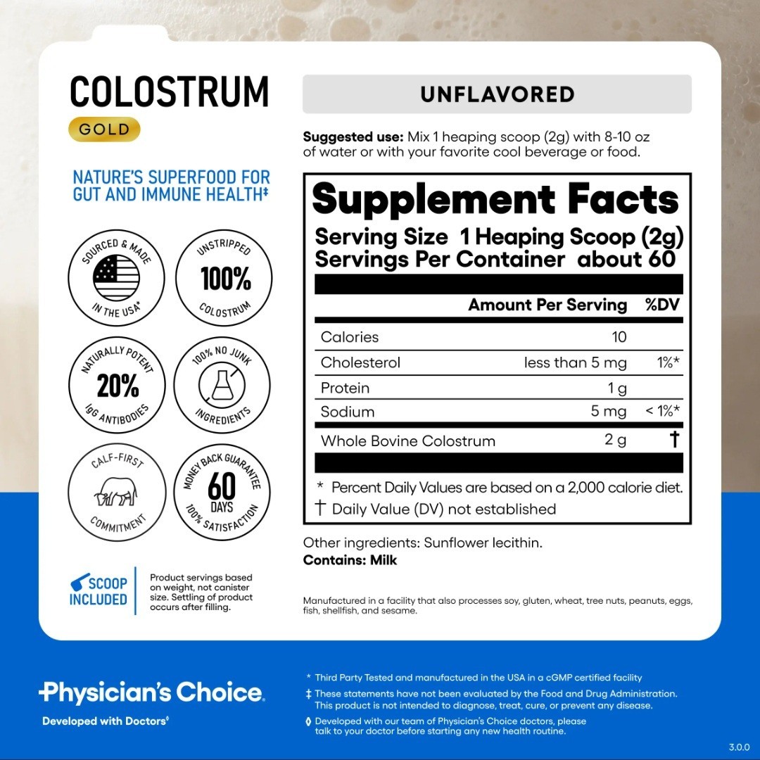 Physician’s Choice Gut Glow Up Collagen Peptides & Colostrum Gold Powder Combo