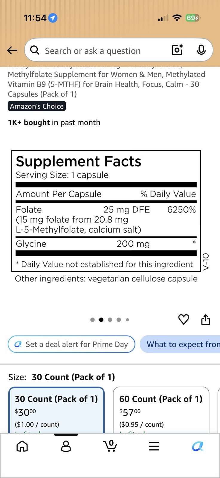 MethylPro L-Methylfolate 15 mg 30 Capsules Gluten Free Dairy Free MPN 801066A