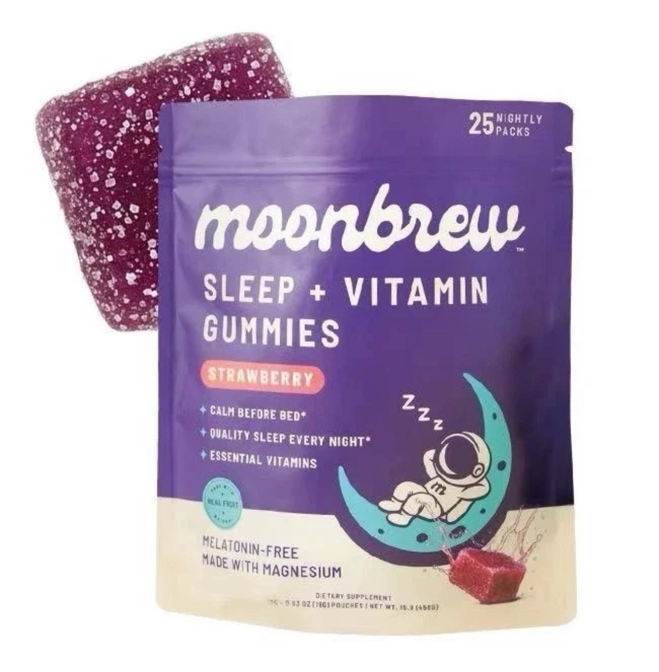 moonbrew Sleep + Vitamin Melatonin-Free Magnesium Gummies Strawberry *23 Packs*