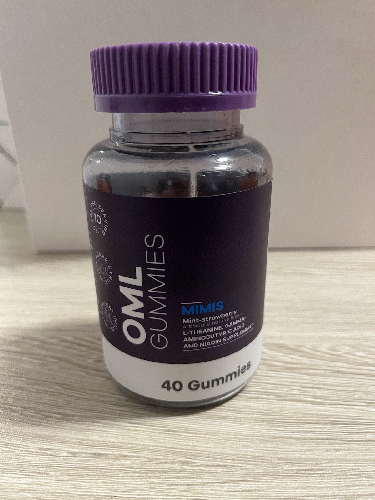 Omnilife OM+ Gummies MIMIS L-Theanine GABA Niacin Mint-Strawberry 40ct
