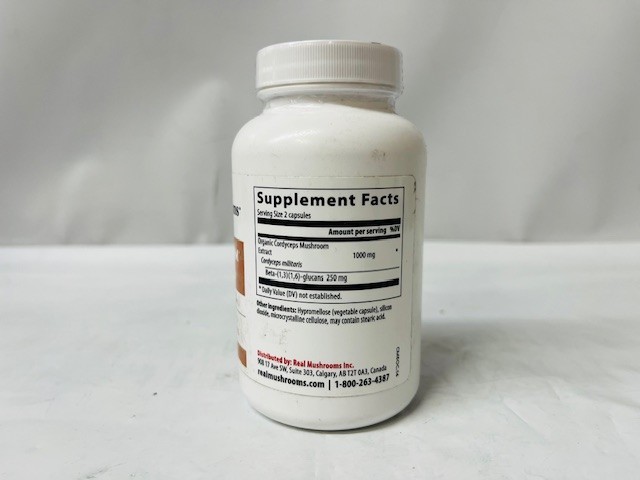 Real Mushrooms Organic Cordyceps-M Extract Capsules, 120 Count, EXP: 11/2026-NEW