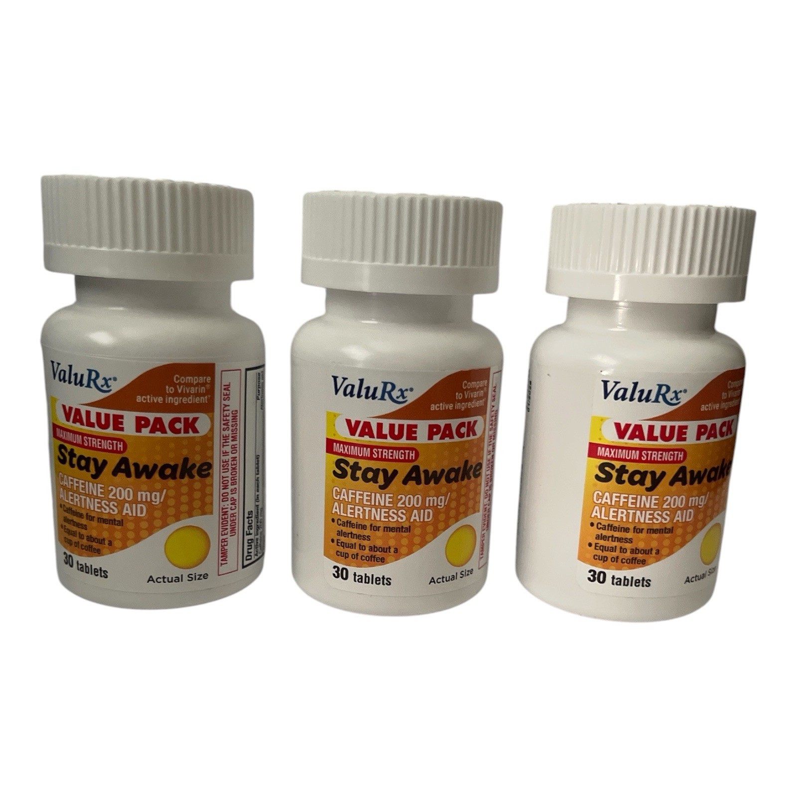 ValuRx Stay Awake 200mg Caffeine Alertness Aid 30 Tablets 3-Pack Exp 01/2028