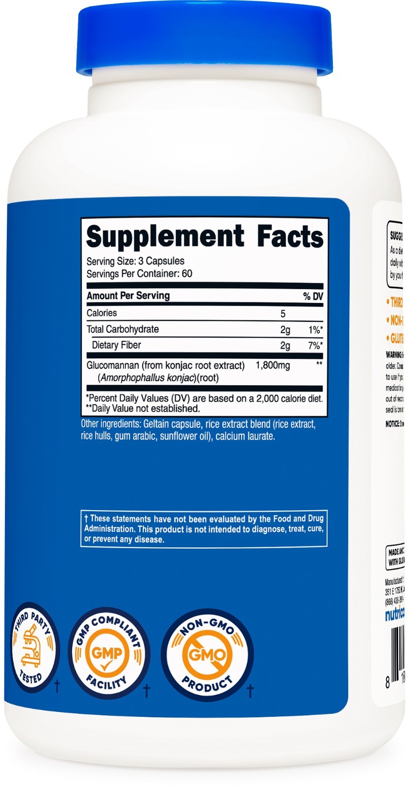 Nutricost Glucomannan 1,800mg Per Serving – 180 Capsules