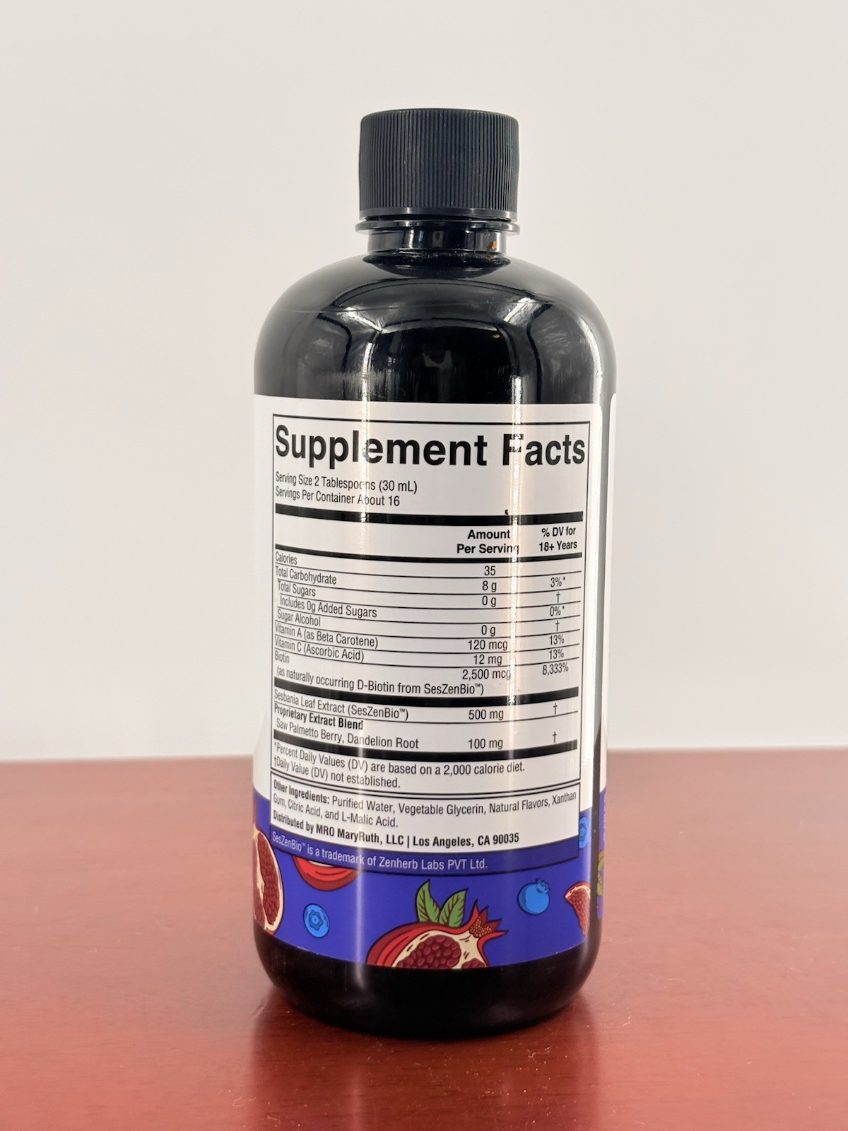 MaryRuth’s Daily Liquid Hair Formula Vegan Gluten-Free Blueberry Pom 16 fl oz