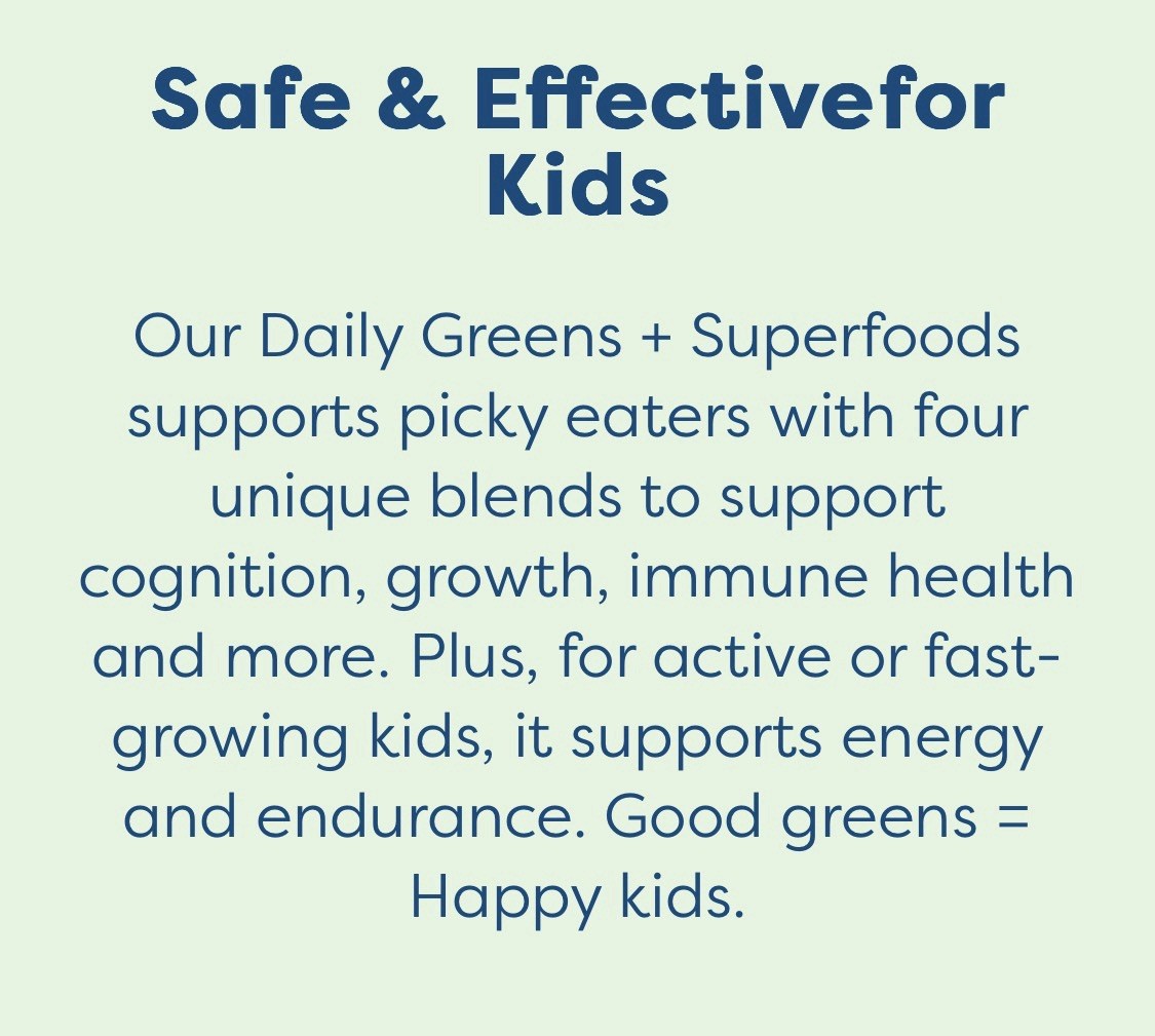 hiya Kids Daily Greens + Superfoods Powder, Chocolate, Vegan, 7.94 oz