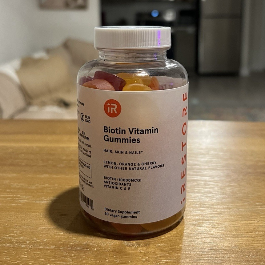iRestore Biotin Gummies Hair Skin & Nails 10000 mcg 60ct Vegan Lemon Orange