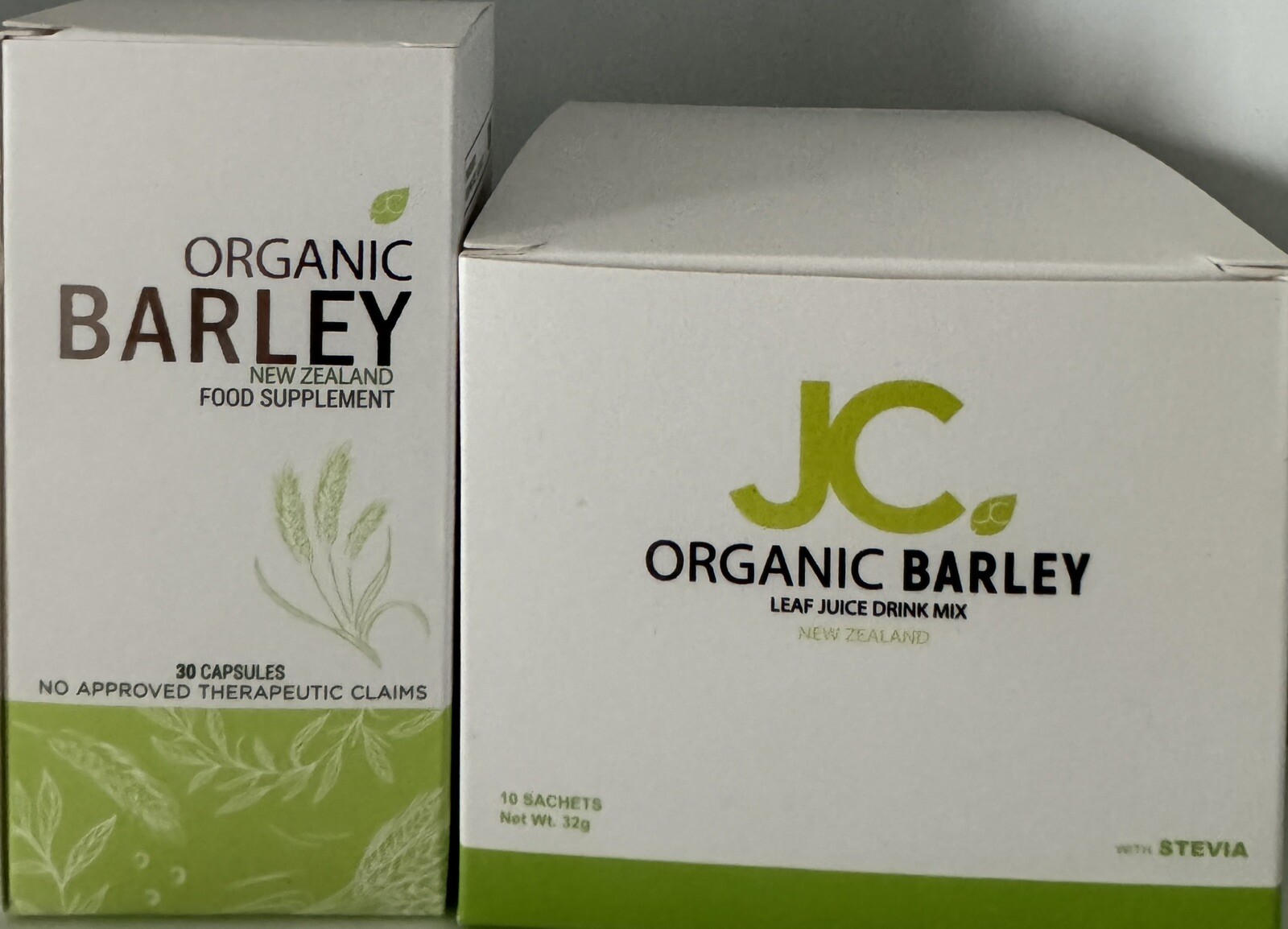 Bundled JC Organic barley Powder juice and JC Organic barley Capsules