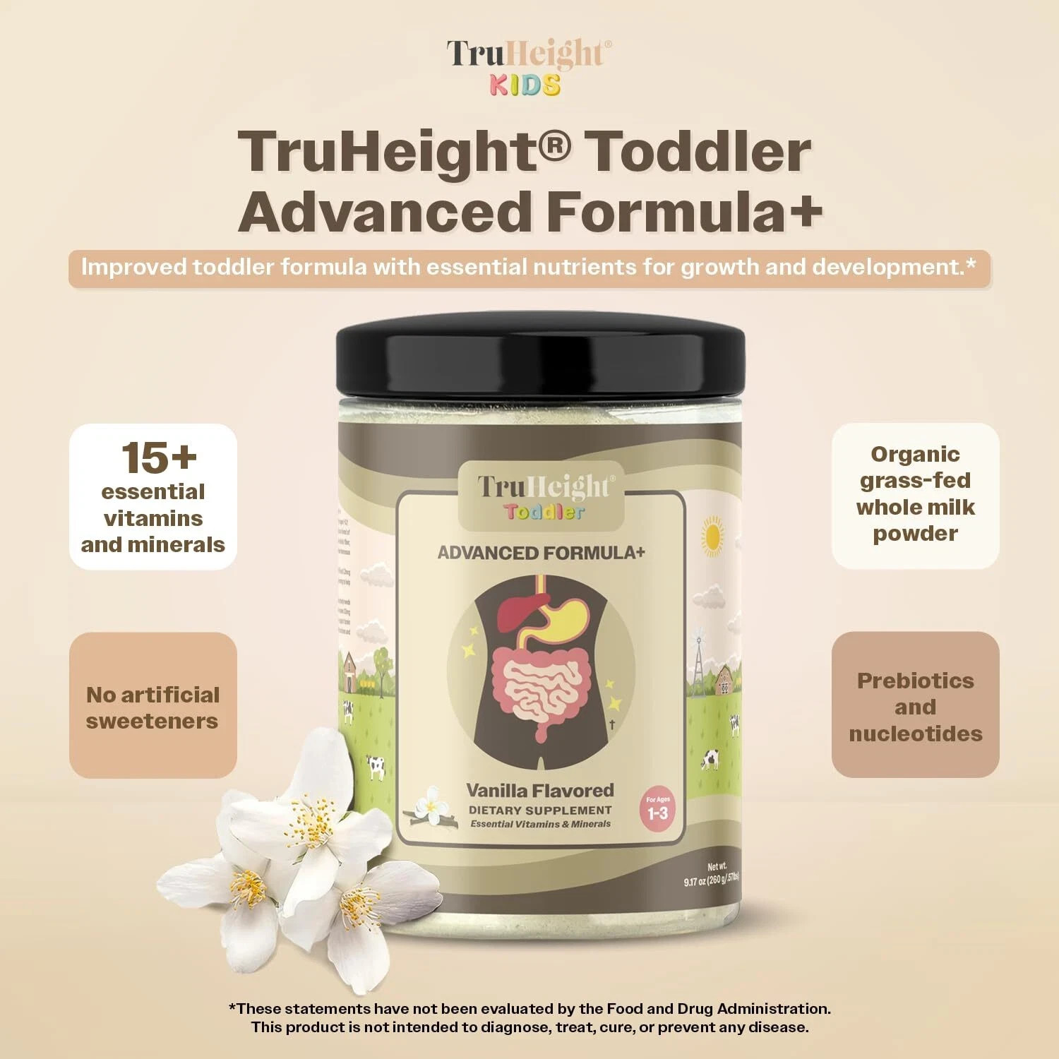 Kids & Toddlers Vitamin Shake Mix w/ 16 Vitamins & Protein – Vanilla Flavor 9oz.