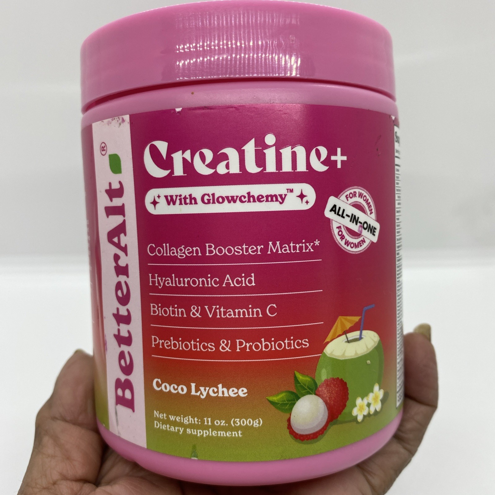 BetterAlt Creatine+ Glowchemy Coco Lychee Women’s Creatine Powder 300g