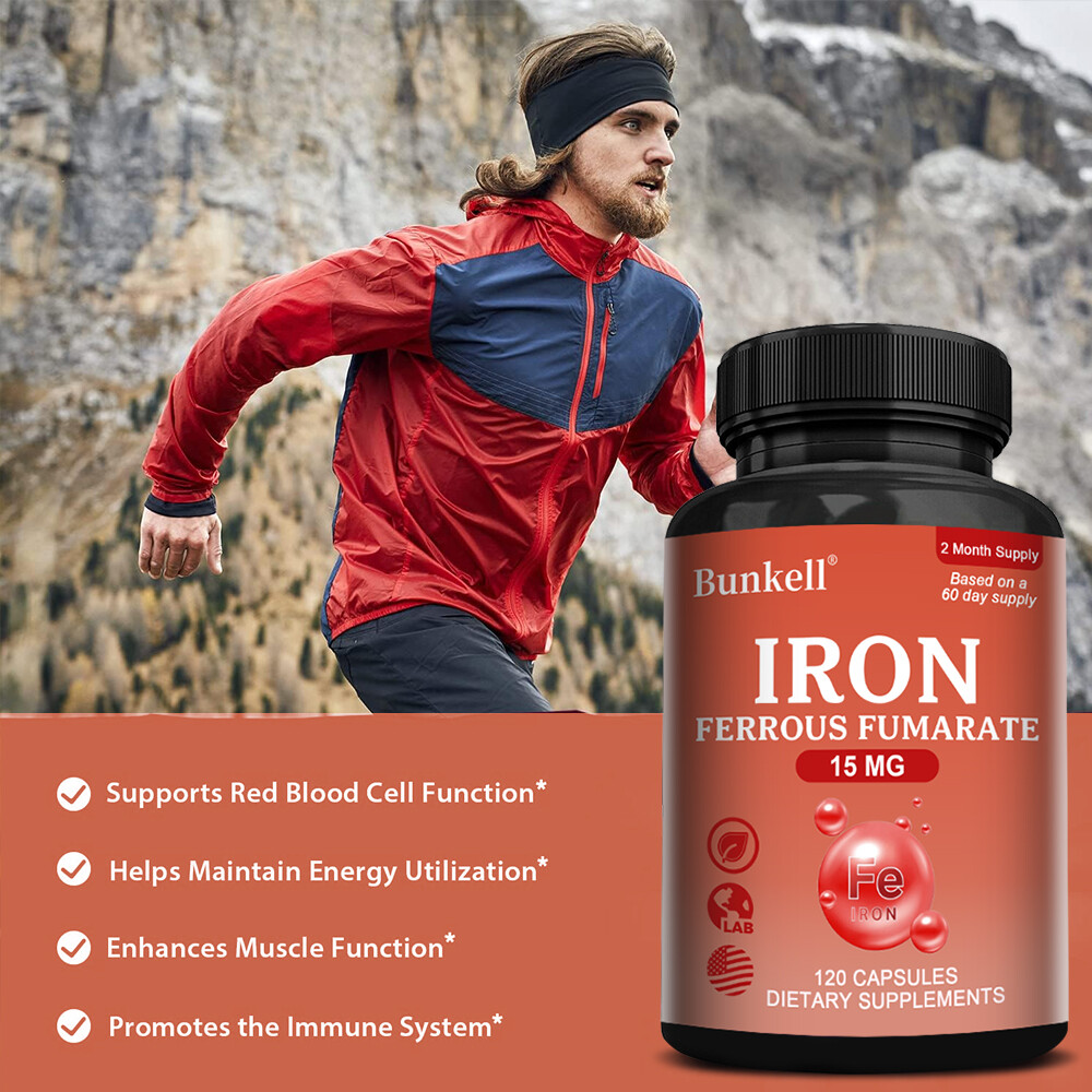 Iron 14mg 30/60/120 Capsules Iron Ferrous Fumarate Quality Supplement