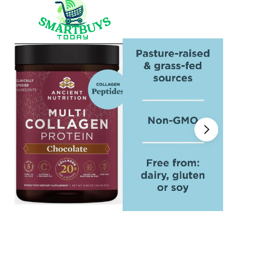 Chocolate Flavor Ancient Nutrition Multi Collagen Protein 16.65 oz EXP 2028
