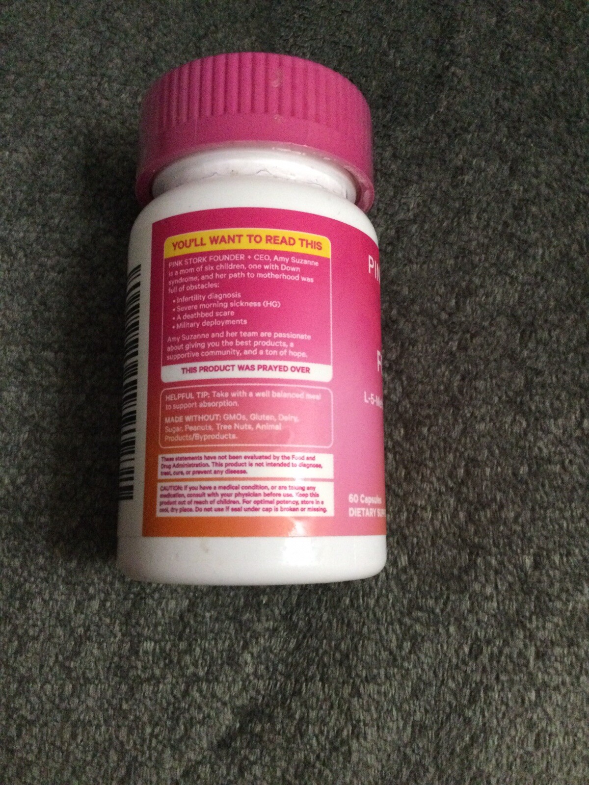 New Pink Stork Folate As L-5-Methyltetrahydrofolate – 60 Capsules Exp 01/2025