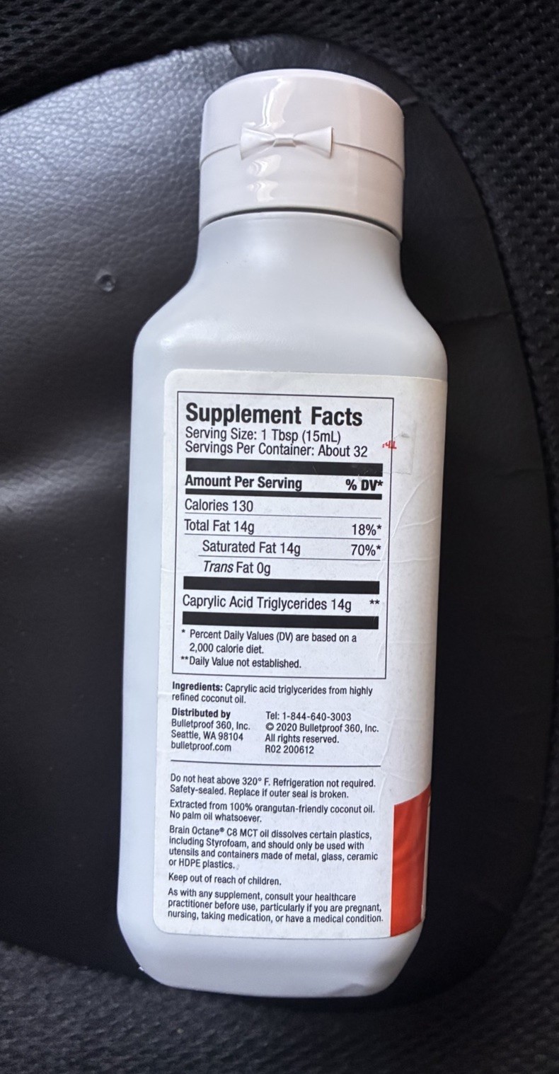 Bulletproof Brain Octane C8 MCT Oil Keto Unflavored 16 fl oz Exp 02/12/2027
