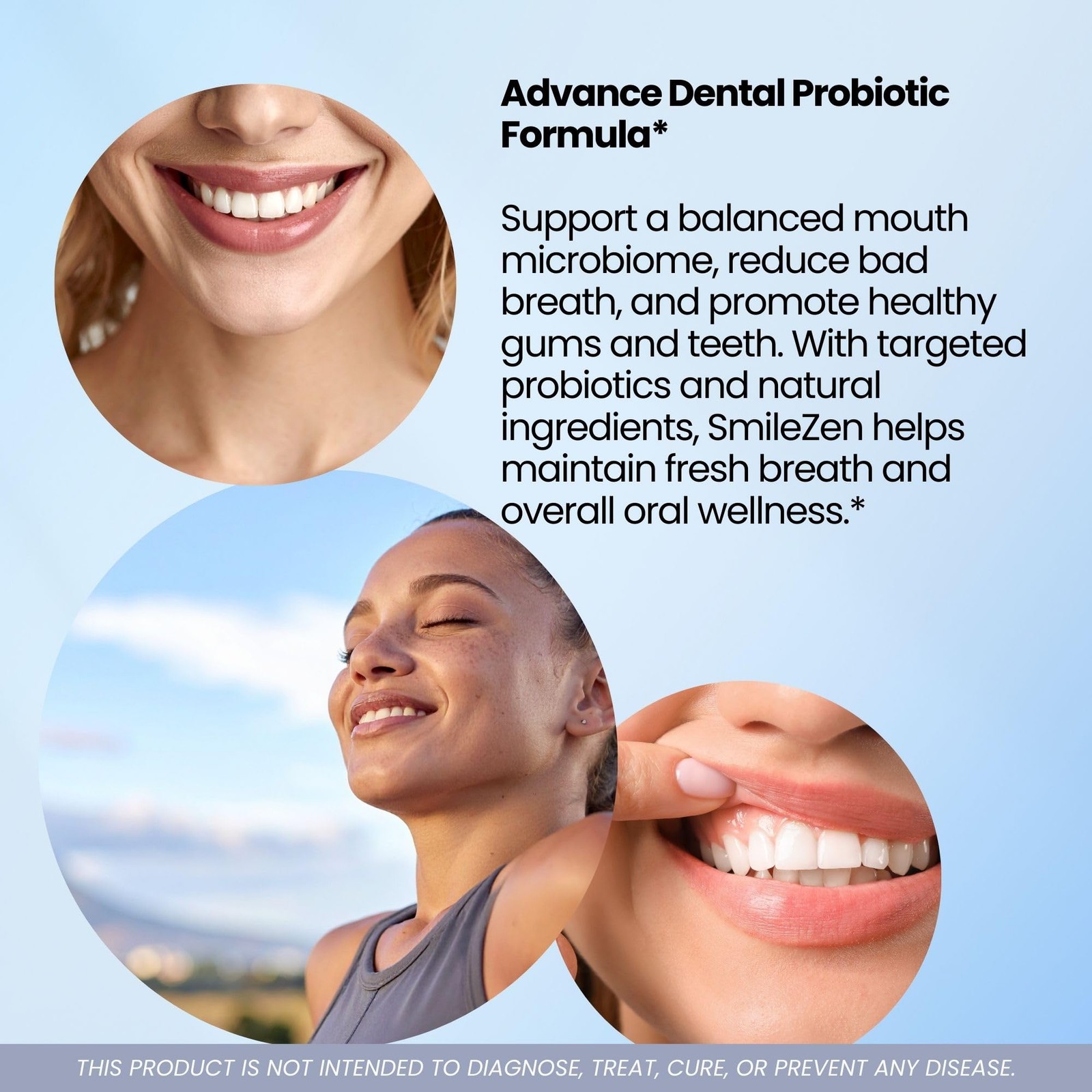 SmileZen Oral Health Probiotic Supplement Capsules Gums Teeth 3 Pack 180Ct