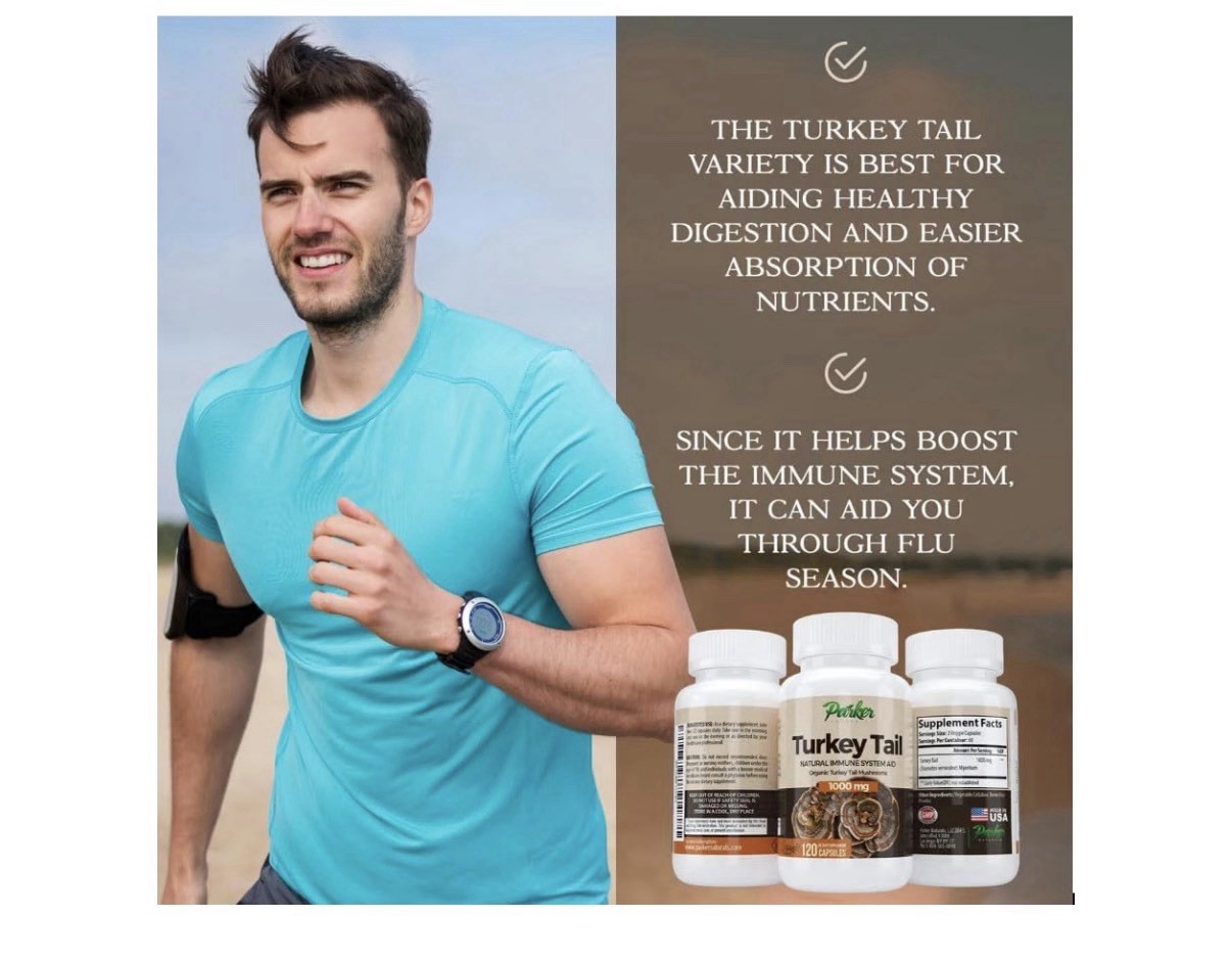 Parker Naturals Turkey Tail Mushroom Organic Supplement Immune System Aid 120Cap