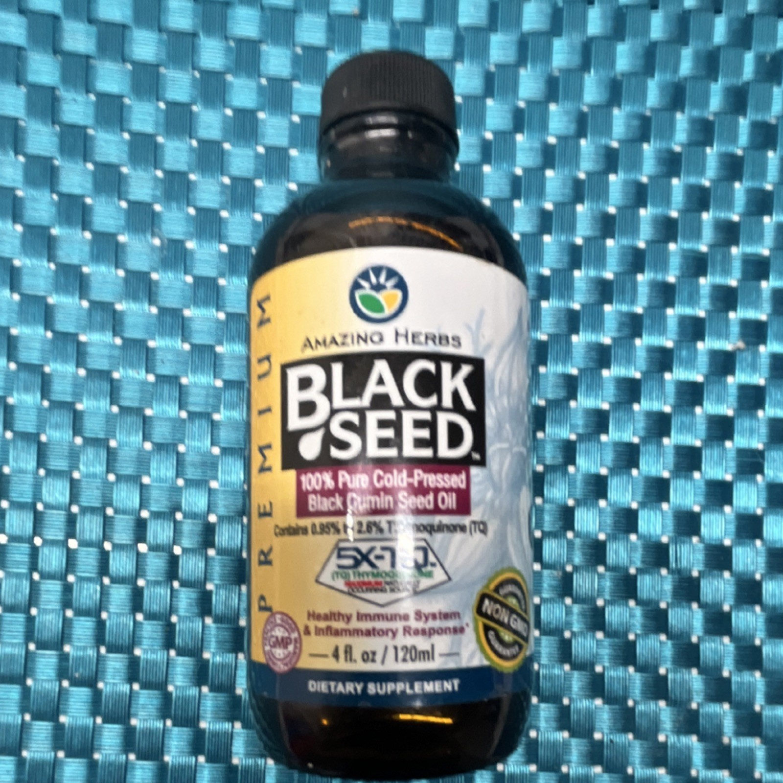 Amazing Herbs Black Seed Oil 100% Pure Cold-Pressed Non-GMO 4 fl. oz / 120 ml