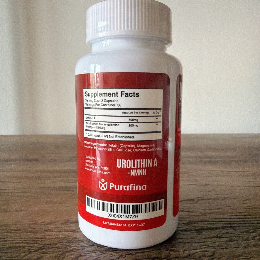 Purafina Urolithin A + NMNH Mitochondrial Aging Muscle Support 60 Caps Exp 12/27