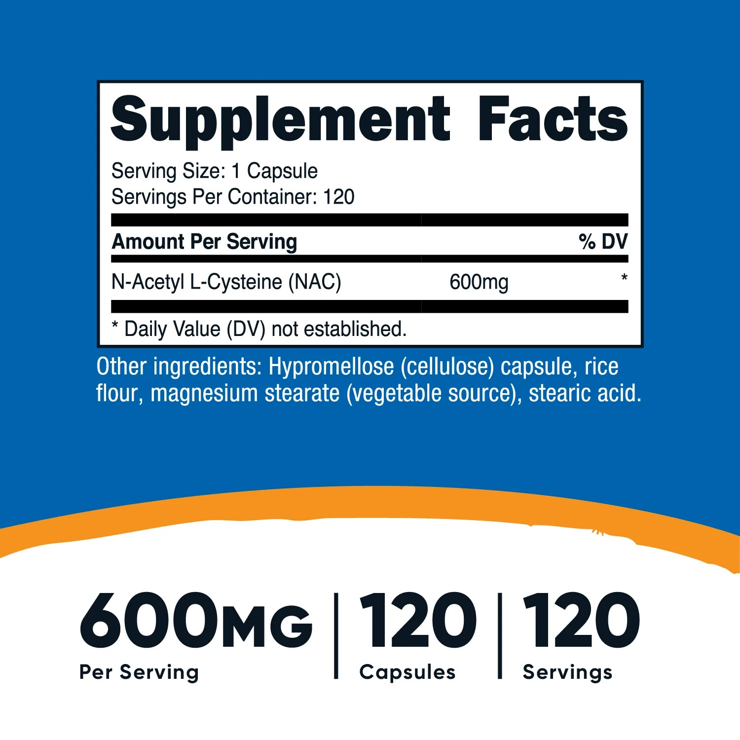 Nutricost N-Acetyl L-Cysteine NAC 600mg, 120caps – Non-GMO – EXP 04/2026