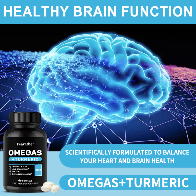 Daily Omega 3 6 9 + Turmeric EPA & DHA Heart Joint Support 60 Capsules