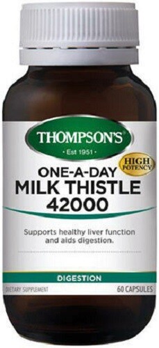 Thompson’s Milk Thistle 42000 One-a-Day 60 Capsules – for for Liver Support
