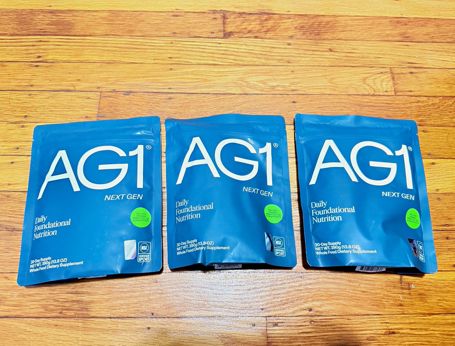 AG1 Next Gen Foundational Nutrition Powder Unflavored 13.8 oz NSF Sport 09/26