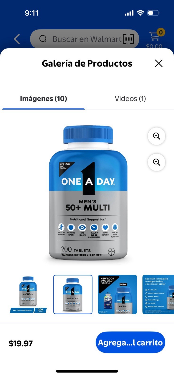 One A Day Men’s 50+ Multivitamin Tablets- Multivitamins for Men- 200 Ct