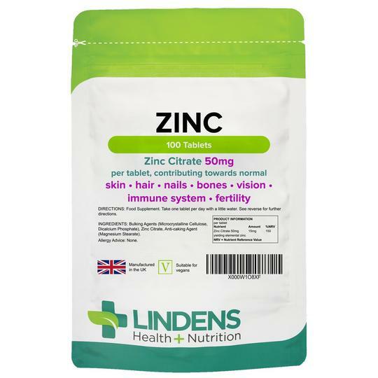 Zinc Citrate Lindens 50mg 2-PACK 200 Tablets Quality Supplement Immune Support