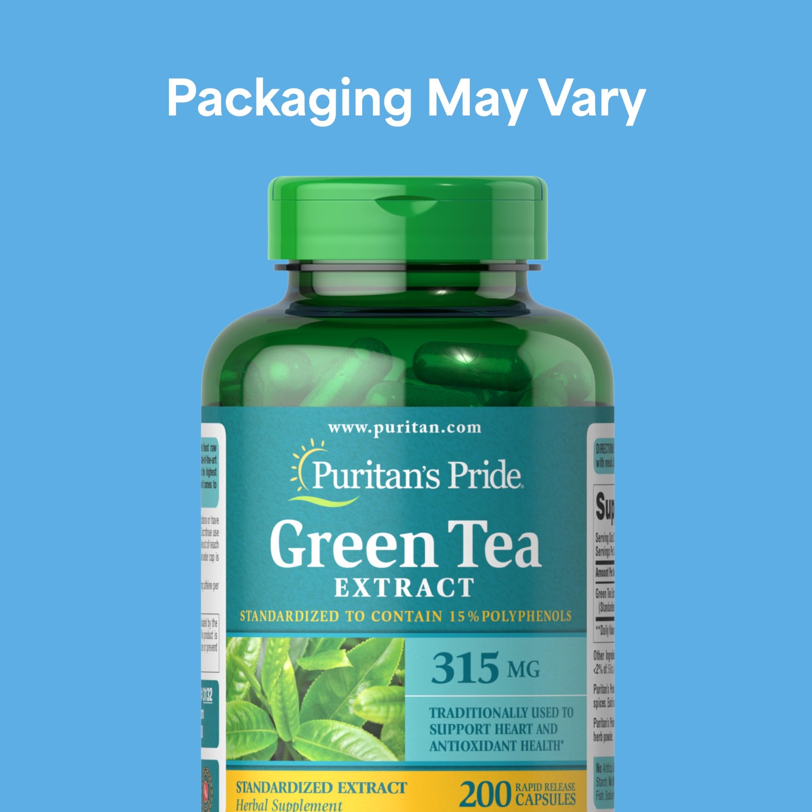 Puritan’s Pride Green Tea Standardized Extract 200 Count (Pack of 1), White