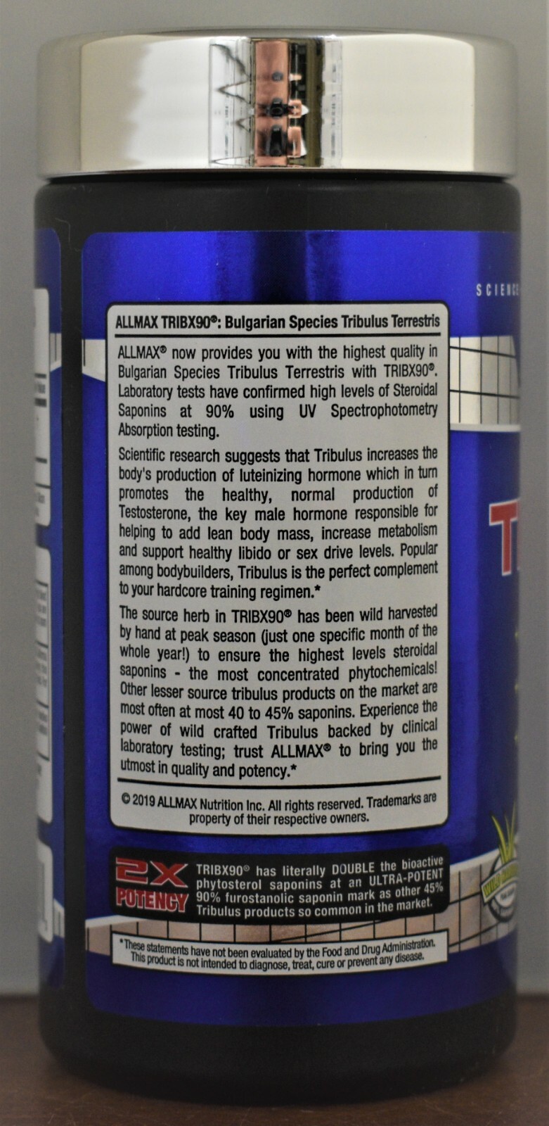 TRIBX90 – 90 Capsules – 100% Pure Tribulus Terrestris Tribex Allmax Nutrition
