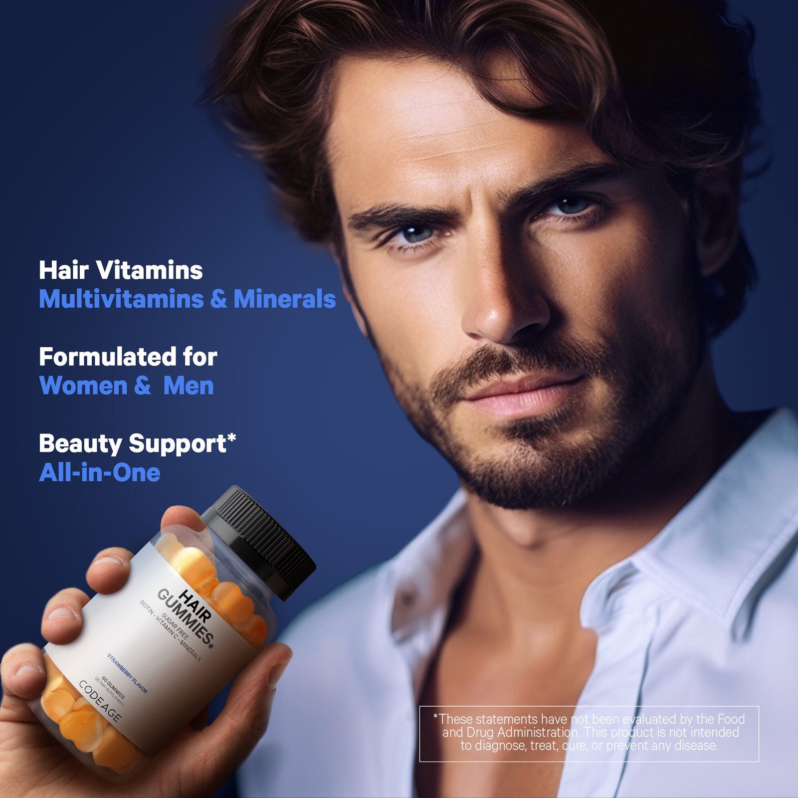 Hair Gummies – Sugarfree Daily Multivitamins – Biotin & Zinc – 60 Gummies