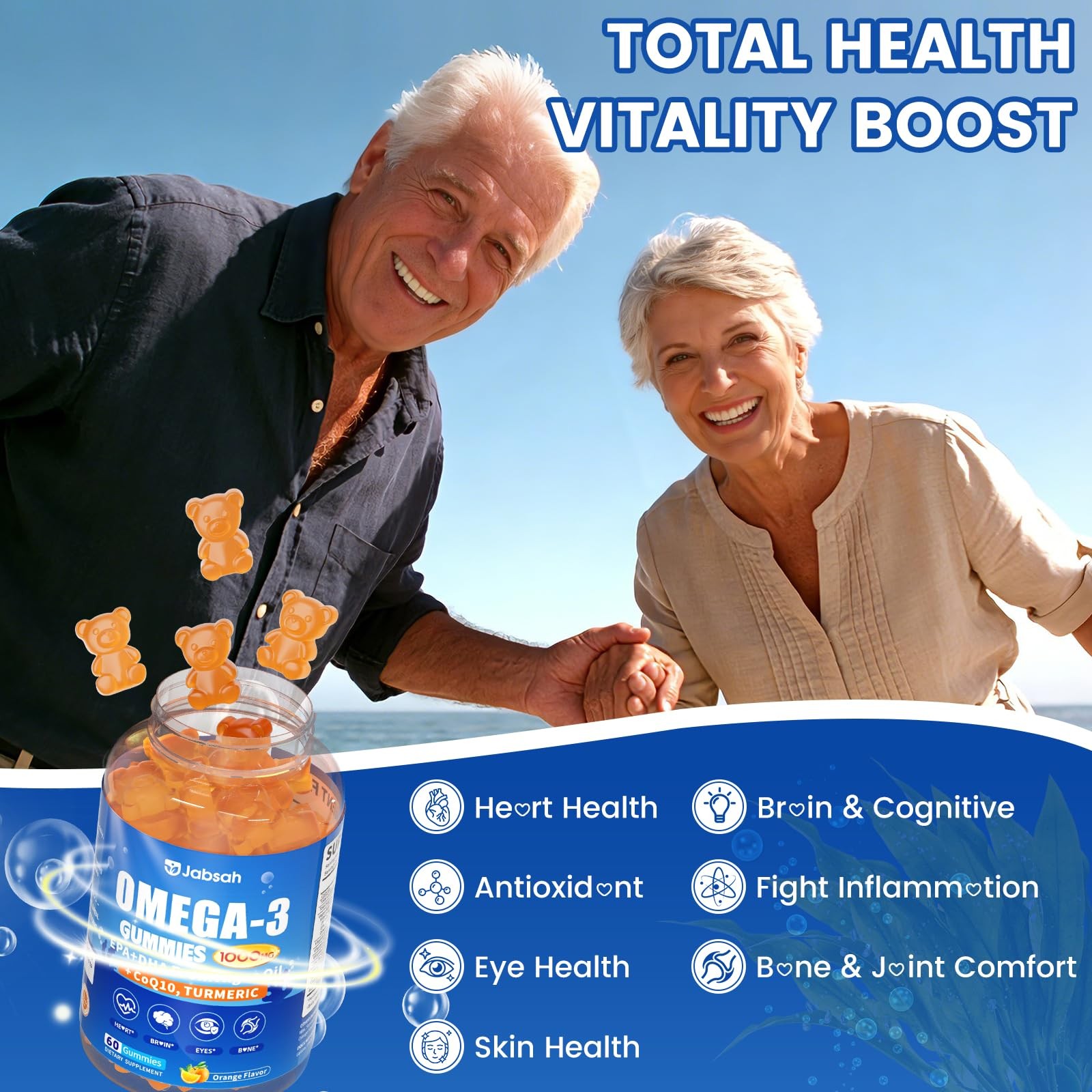 Jabsah Vegan Omega-3 Gummies 1000Mg From Algae Oil Dha 460Mg Epa 230Mg Omega 3