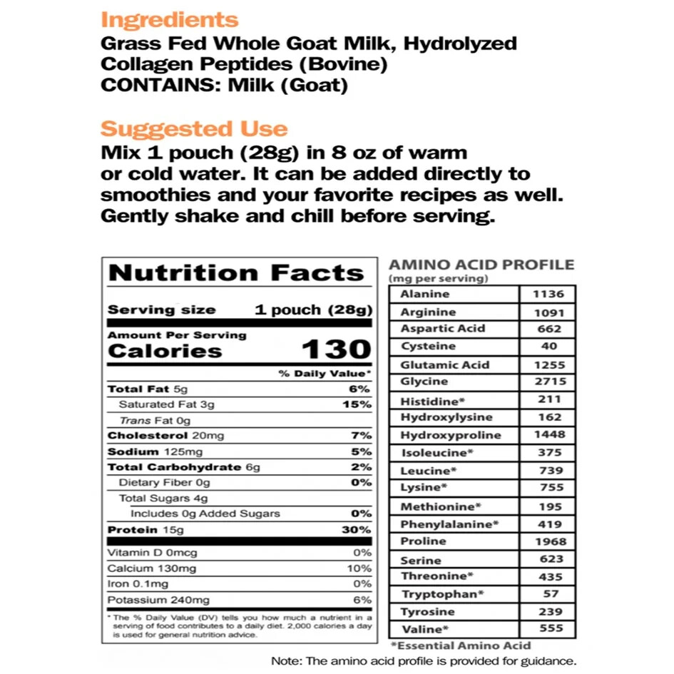 [5 PACK] Grass-Fed Collagen + Whole Goat Milk Pouch *15g Protein* A2 MILK