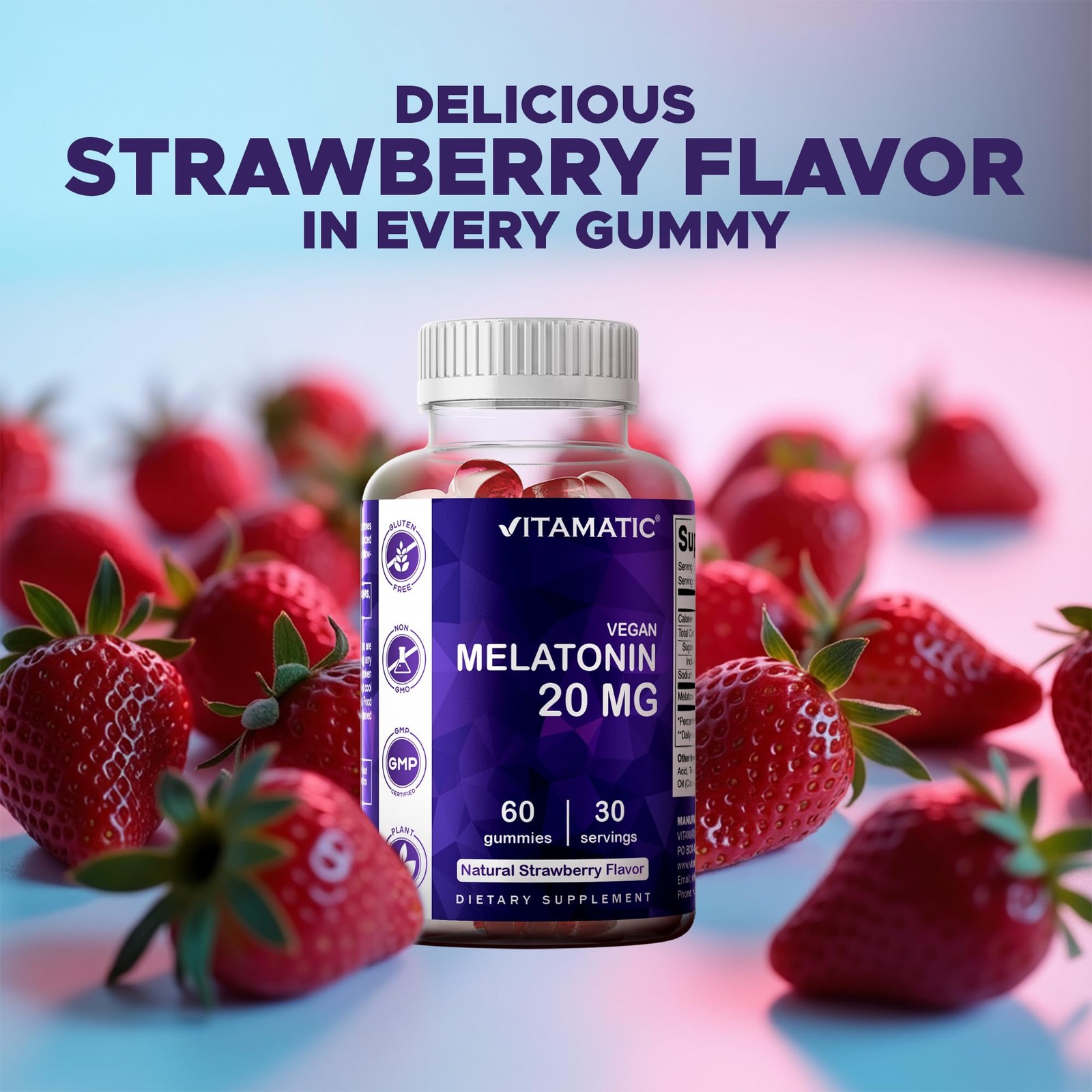 Vitamatic Melatonin 20mg Gummies for Adults, 30 Servings 60 Count (Pack of 1)