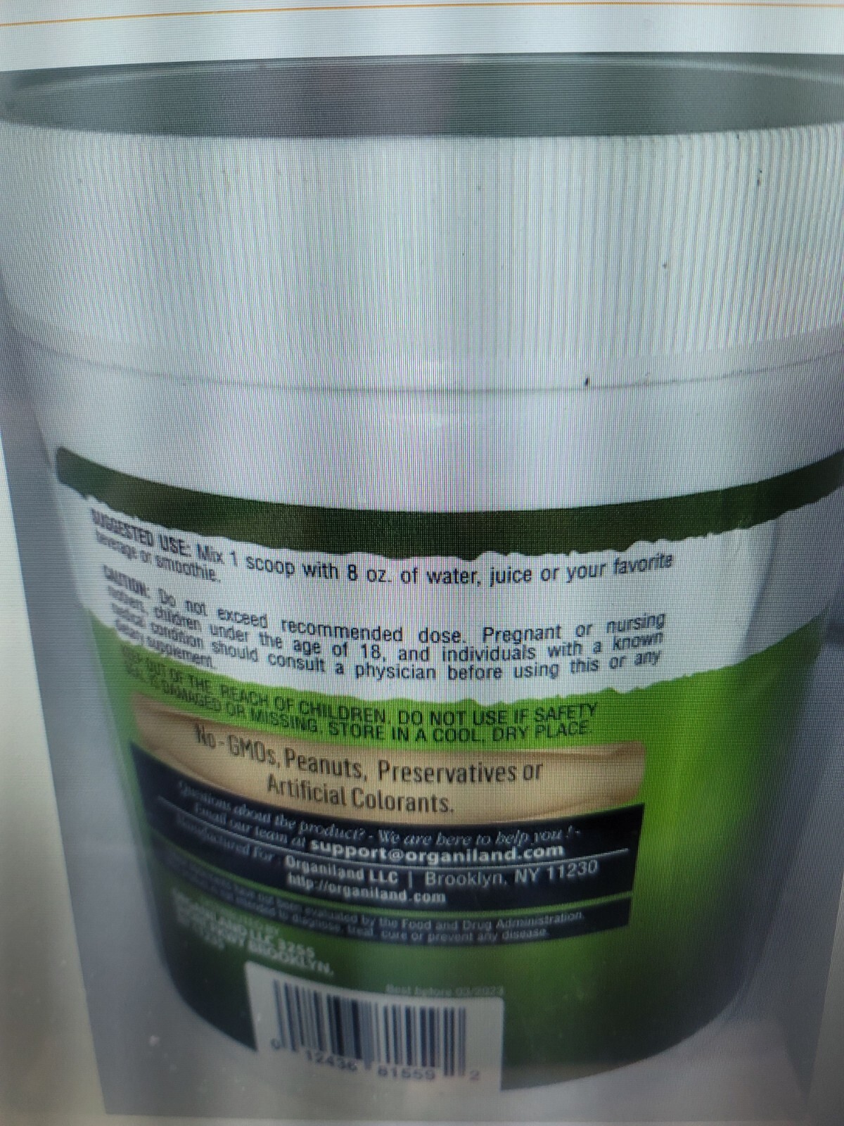 Four Organiland Green Superfood Dietary Supplement – 273 g / 9.1 g 30 servings