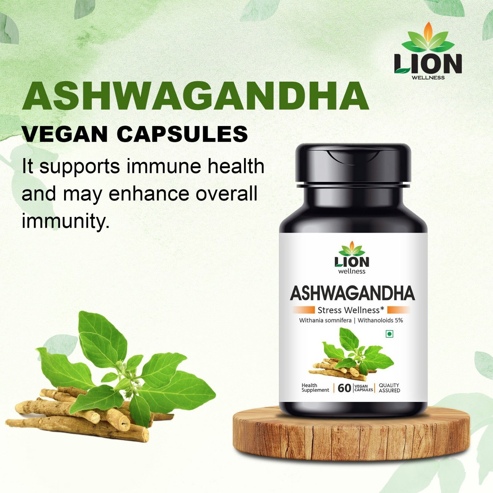 Pure Ashwagandha Capsules: 100% Organic & Vegan
