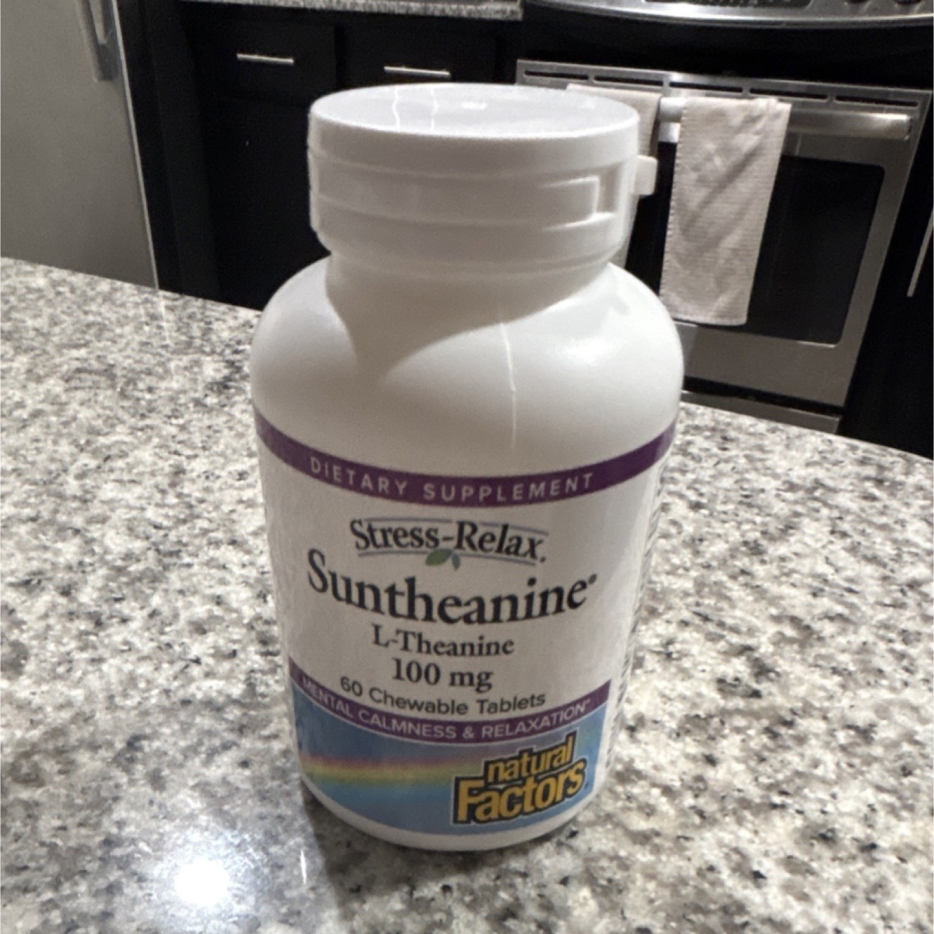 Natural Factors Stress-Relax Suntheanine L-Theanine 100mg 60 Chewable Tablets