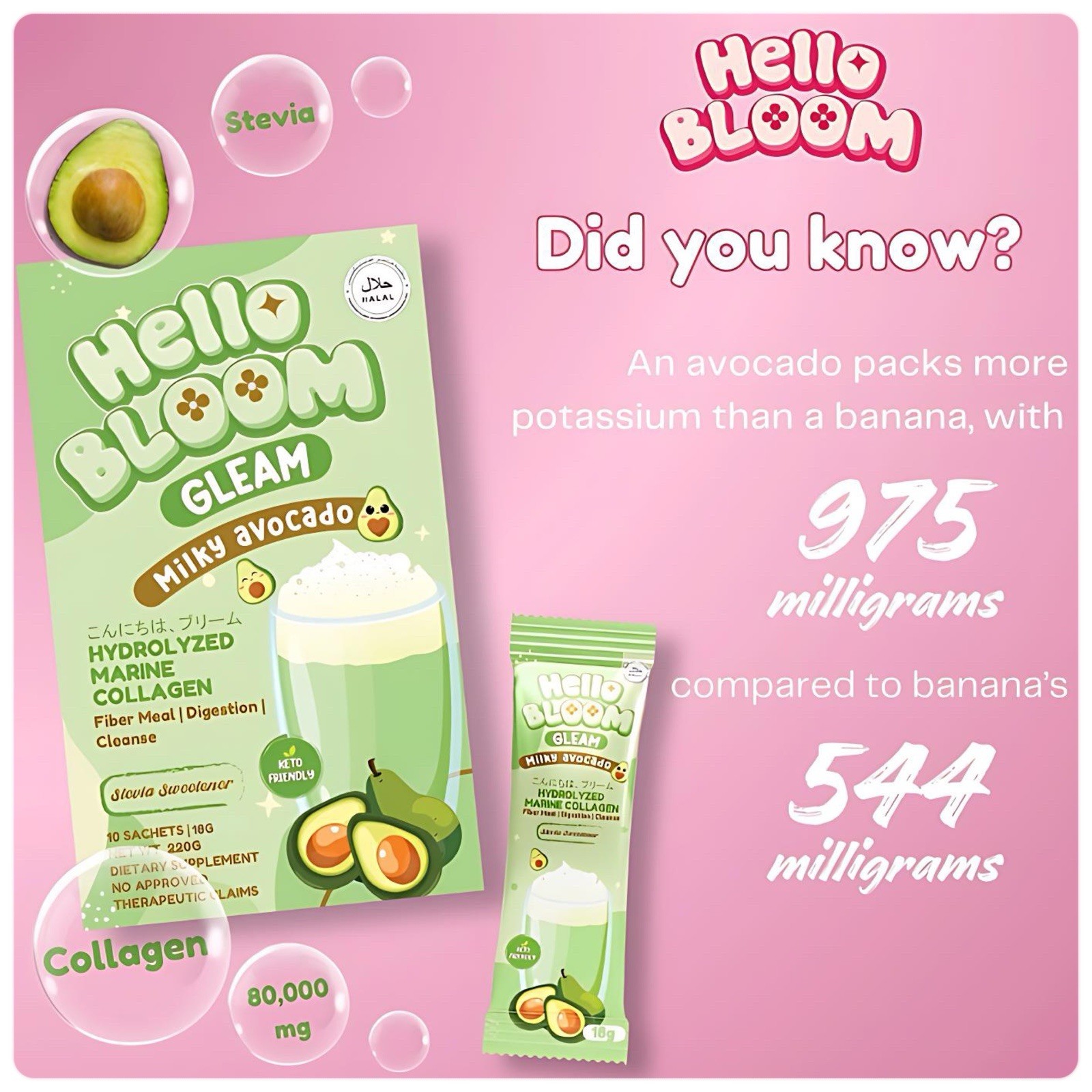 Hello Bloom GLEAM Milky Avocado, 10 Sachets