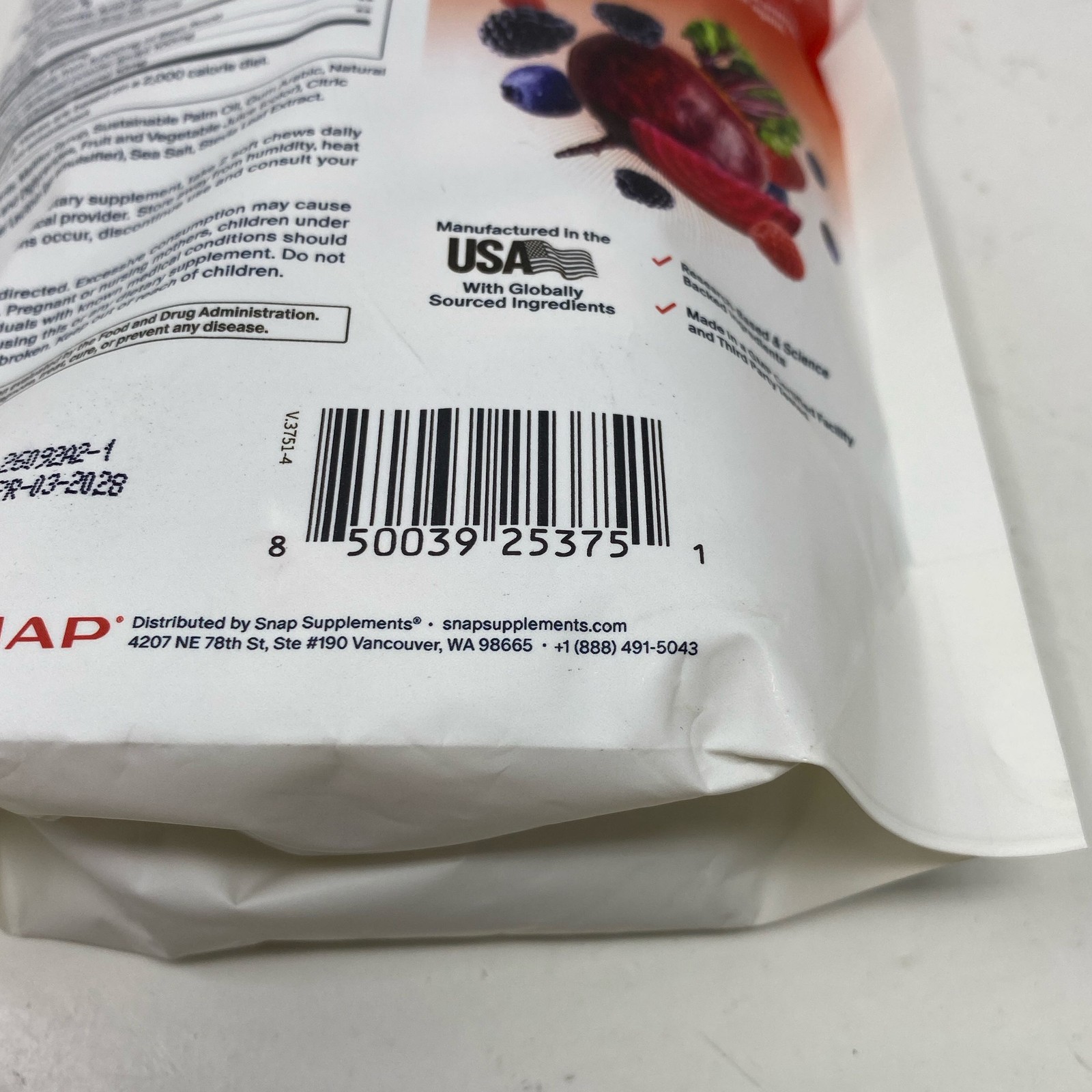 Snap Supplements Nitric Oxide Beet Soft Chews, Mixed Berry, 60 Chews