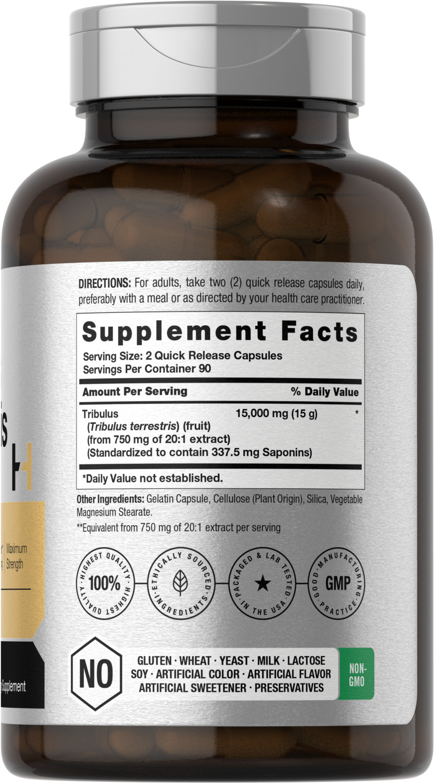 Tribulus Terrestris for Men 15,000mg | 180 Capsules | Gluten Free | by Horbaach