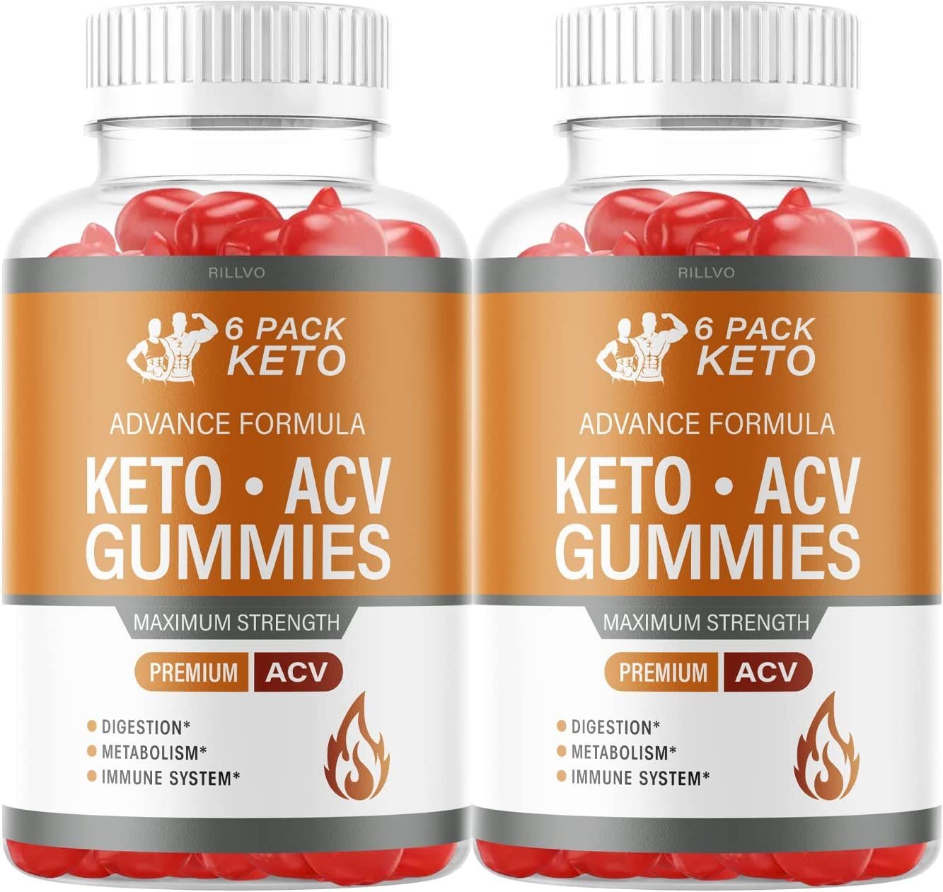 (2 Bottles) 6 Pack Keto ACV Gummies Advanced Formula 6 Pack Keto Gummies (120…