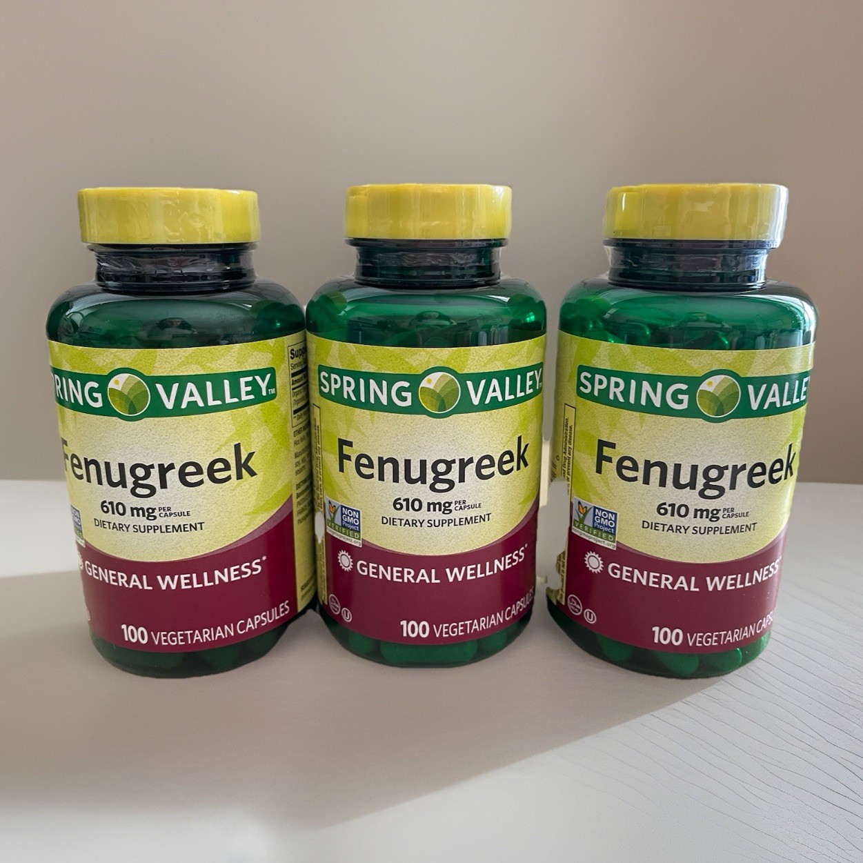 Spring Valley Fenugreek Dietary Supplement 610mg, 100 Capsules 3 Pack Bundle