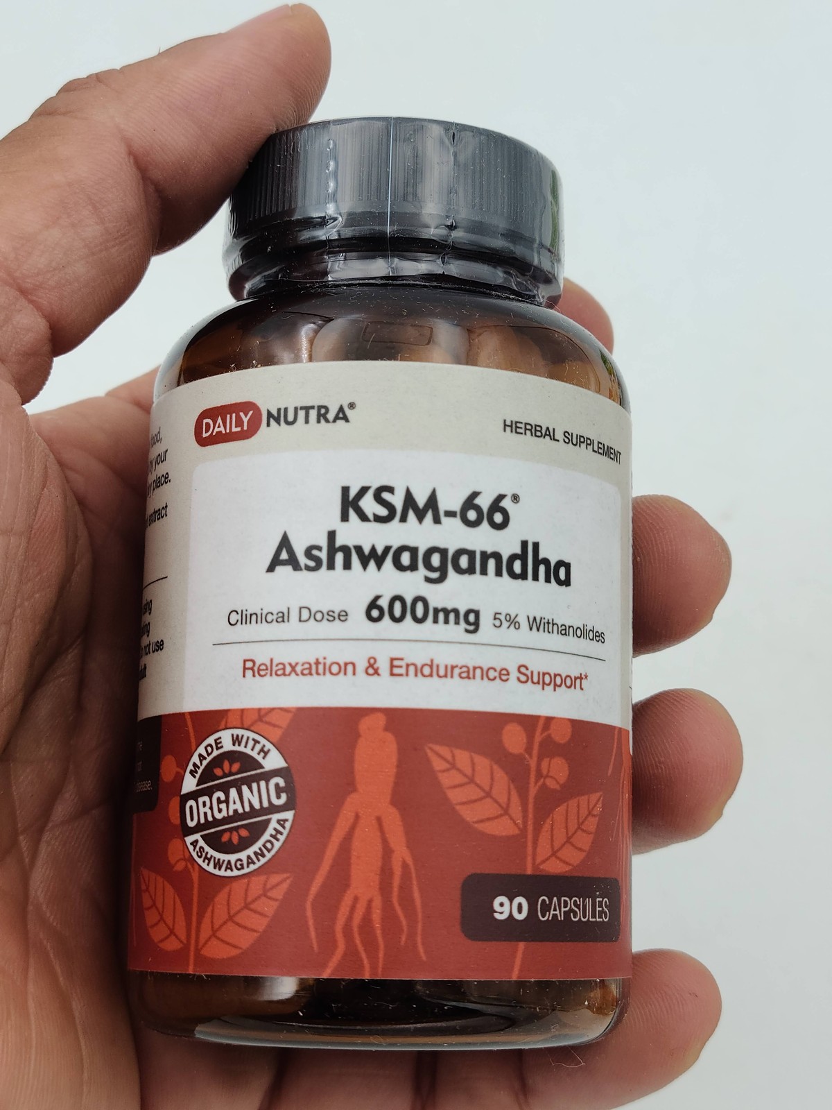 Daily Nutra KSM-66 Ashwagandha 600mg 90 Capsules Organic Relaxation Endurance
