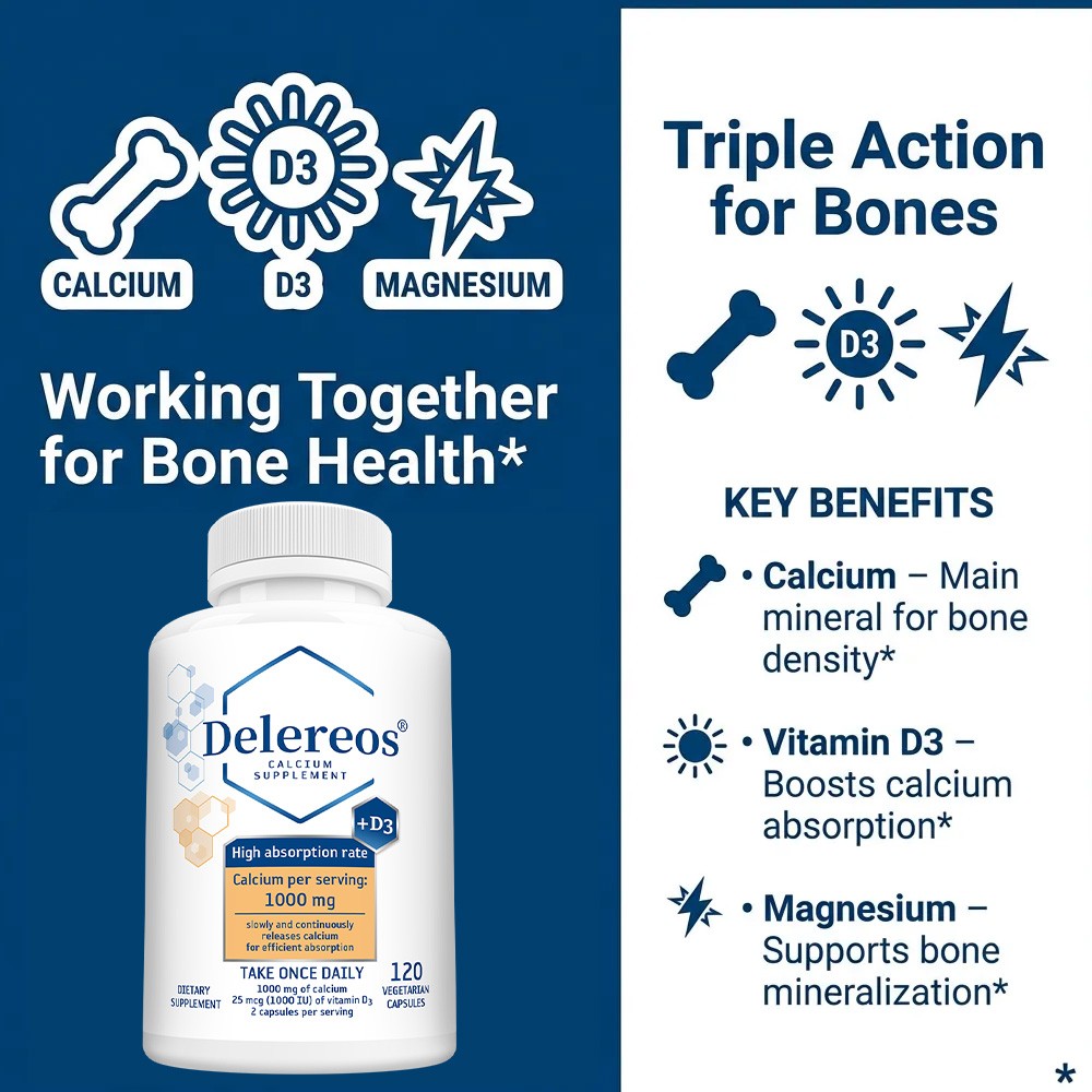 Premium Calcium Supplement | Supports Bone Health, 30/60120 Vegetarian Capsules
