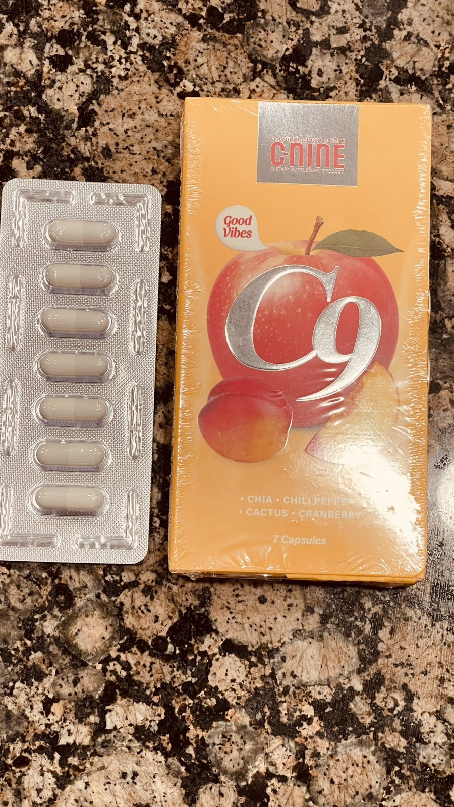 C-NINE C9 Dietary Supplement 7 Capsules with Chia, Chili, Cactus & Cranberry
