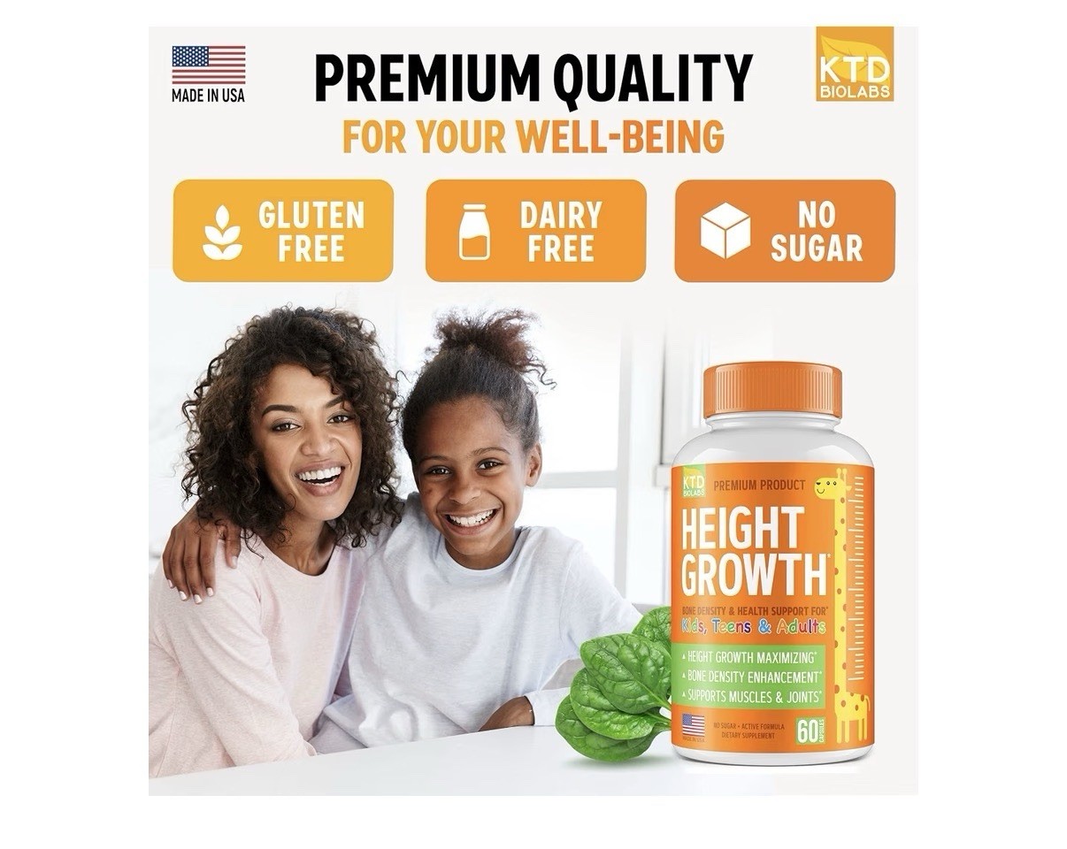 2 Pack KTD BIOLABS Height Growth Support Bone Density For Kids Teens And Adults
