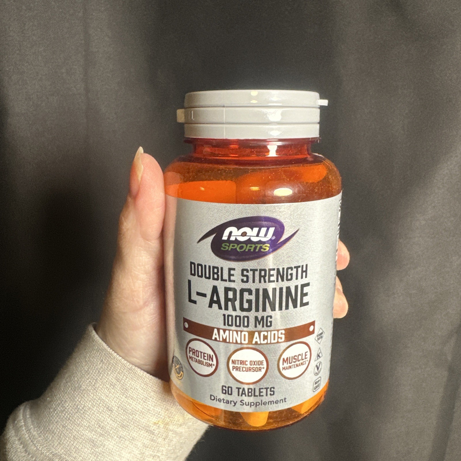 NOW Sports L-Arginine Double Strength Amino Acid Tablets Protein Metabolism 60