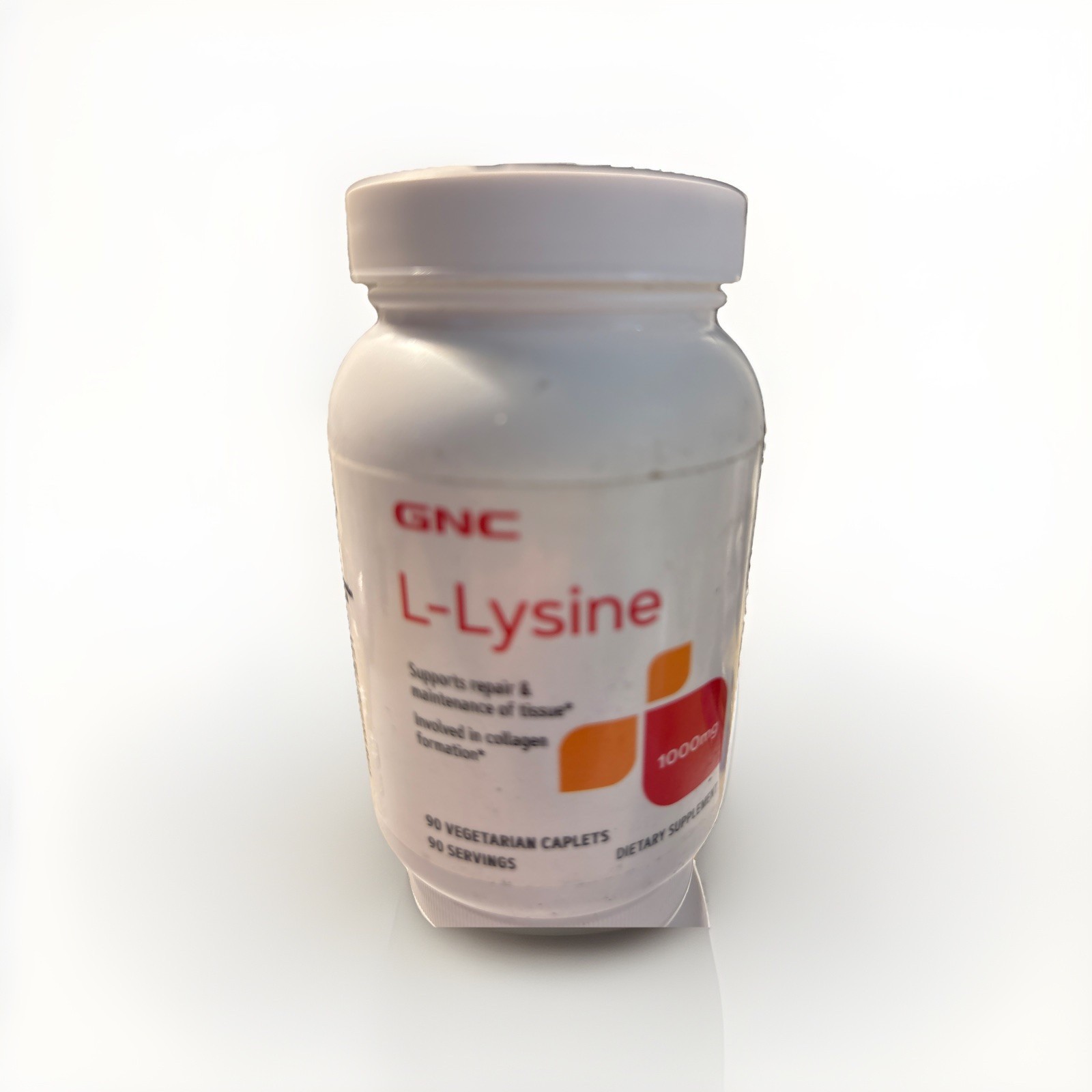 GNC L-Lysine 90 Vegetarian Caplets~ 90 Servings ~EXP 09/28
