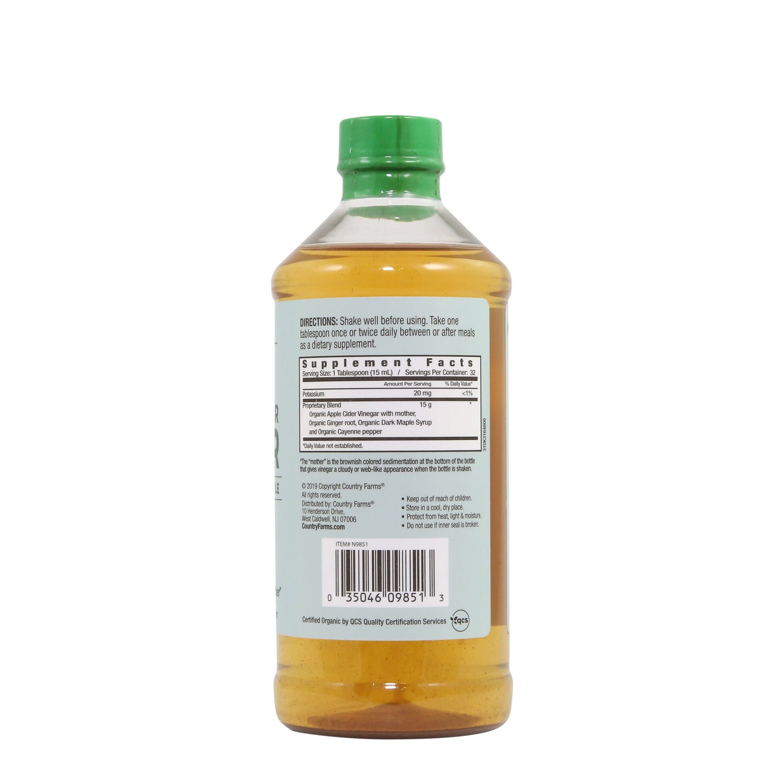 Organic Apple Cider Vinegar – Ginger, Cayenne & Maple – 16 fl oz. (32 Servings)