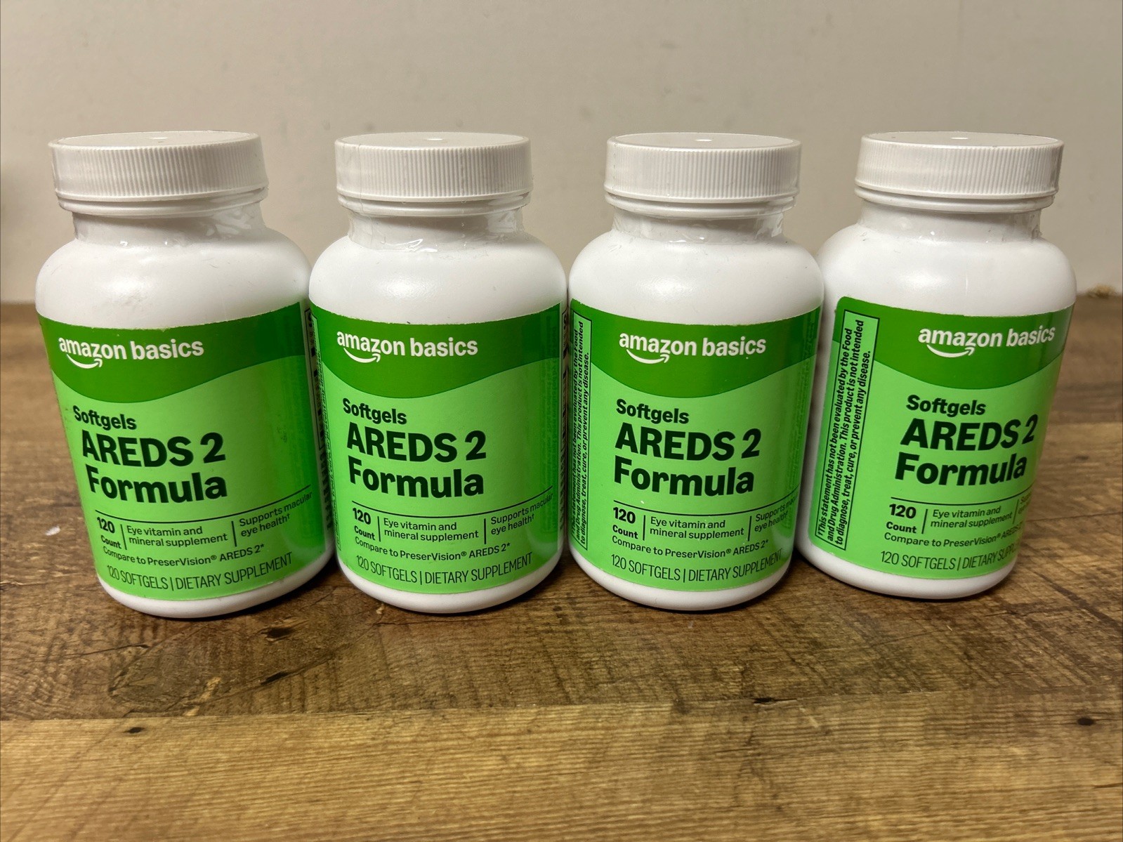 4 Amazon Basics AREDS 2 Eye Health 120 Softgels Lutein Zeaxanthin Exp 09/2027