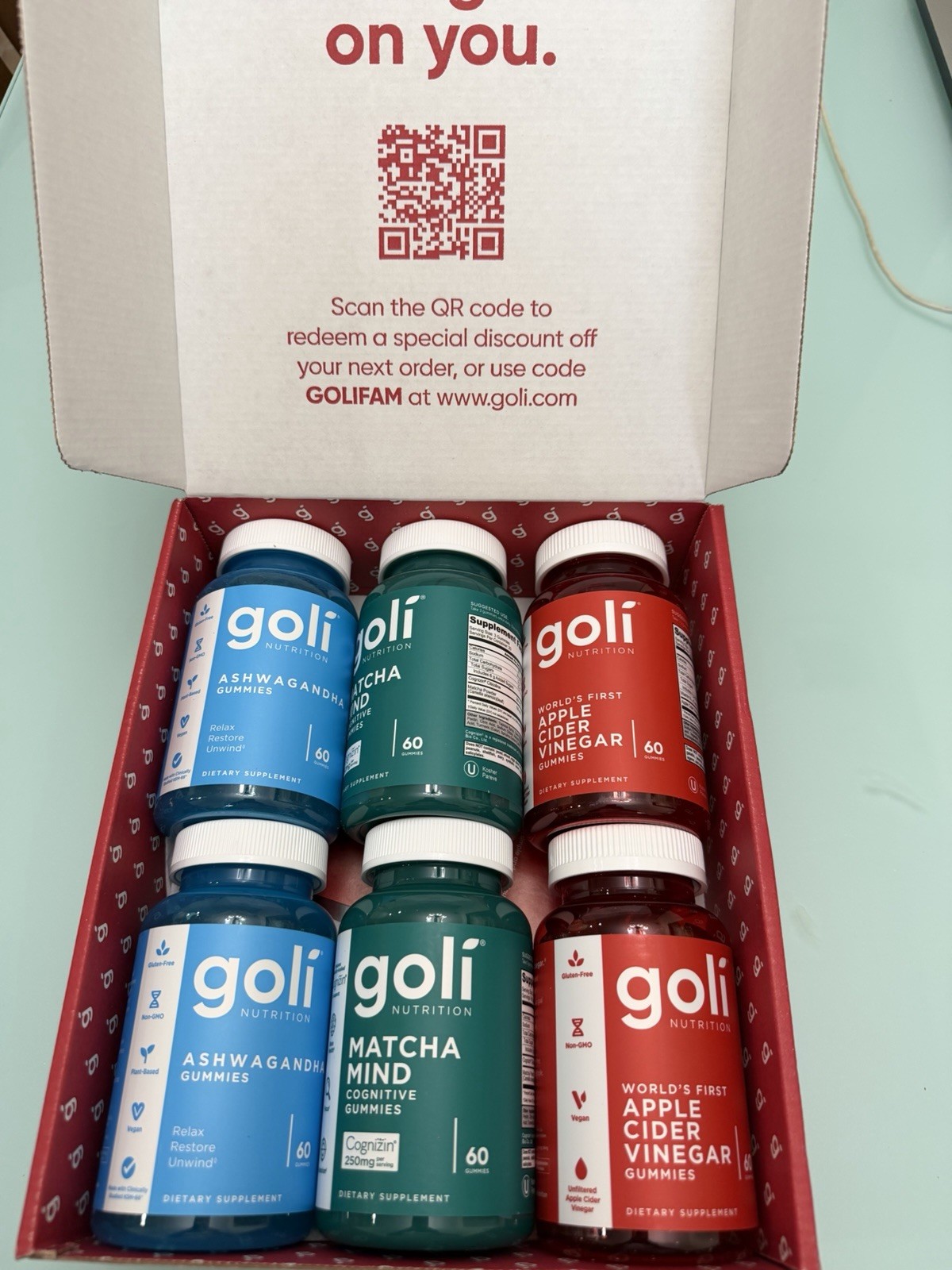 Goli Nutrition Ashwagandha + Apple Cider Vinegar Gummies, matcha, 60ct Vegan